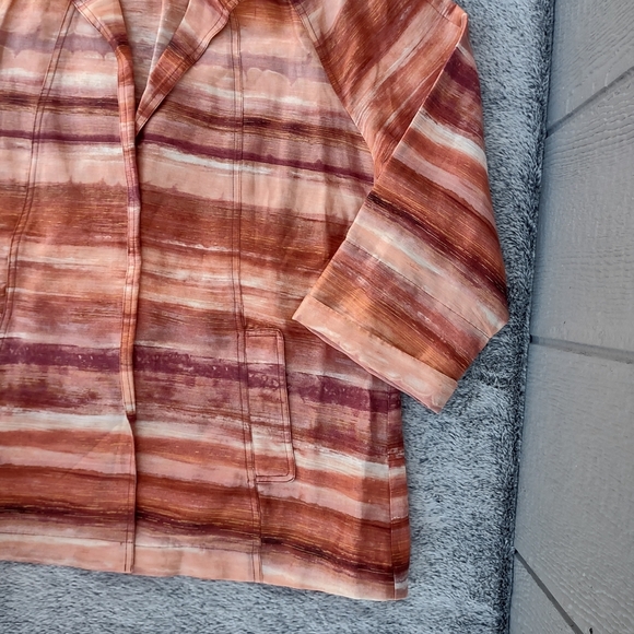 Chico's Linen Blend Open Front Blazer Large 12 Coral - Picture 5 of 9